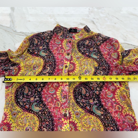 ETRO BLACK RED YELLOW MULTI SILK TOP SIZE IT 46 / US 12 NWOTS! - Picture 10 of 17